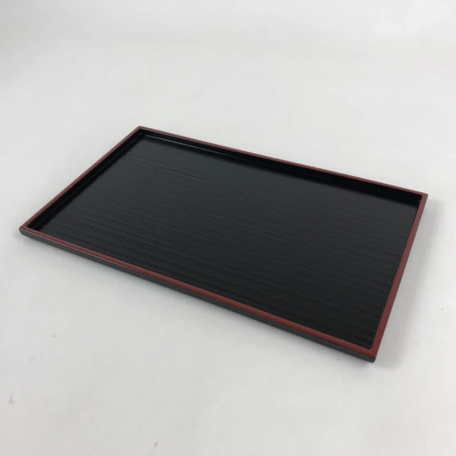 Japanese Lacquered Wooden Serving Tray Vtg Obon Small Red Black Tea Snacks UR999