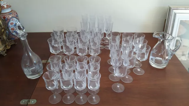 Servizio bicchieri cristallo con incisione a mano viintage