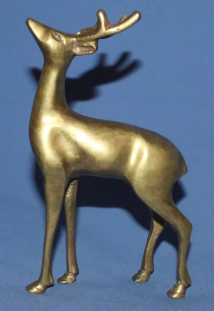 Figurine Cerf En Laiton Vintage Faite À La Main