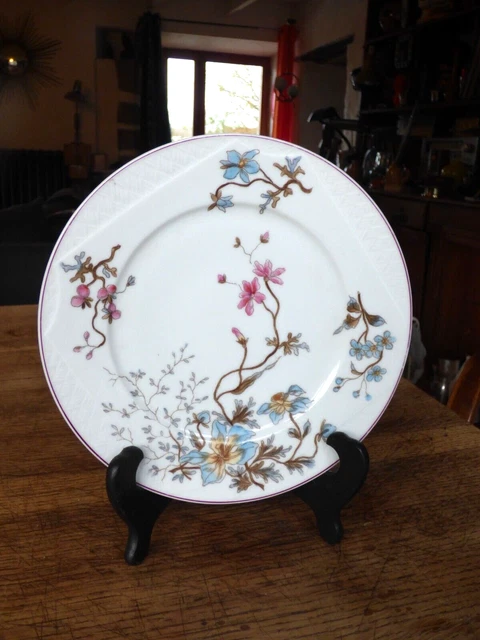 compotier ancien en porcelaine de LIMOGES Signée J.P  Décor clématites  vintage