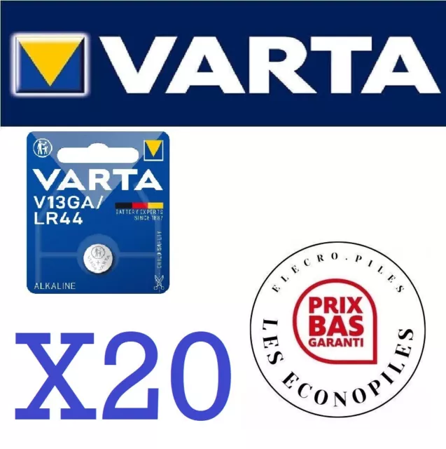 Lot de 20 piles boutons LR44 V13GA A76 AG13 Varta alcaline 1.5V qualité PRO