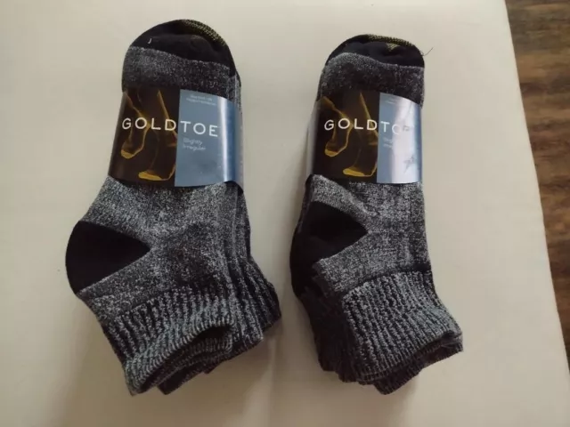 GOLD TOE® Men's Heather Black Cushion  Low-Cut Cotton Crew Socks-12 Pairs!!
