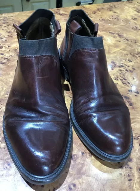 Stivali Scarpe Vintage Taglia 6,5 Eu 40,5 Marroni 100% Pelle Elasticizzati Rodi Italiani