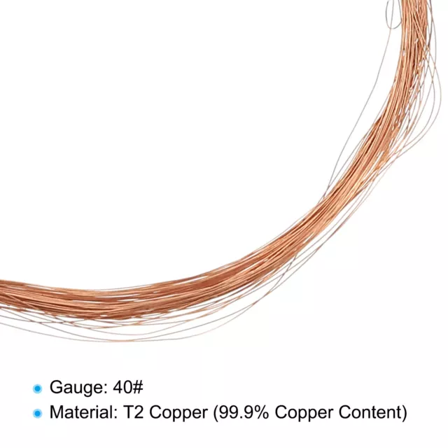 33' Solid Bare Copper Wire 40# 99.9% Pure Copper Wire 0.08mm Soft Beading Wire 3