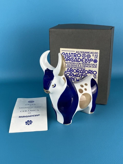 Sargadelos statua in ceramica figura “Toro” scultura con scatola design anni ‘90