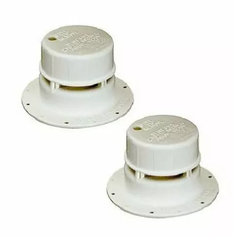 2 Pack Dexter Axle V2049-01 Plumbing Sewer Vent Roof Caps w/Removable Top White