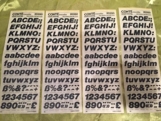 CONTE INSTANT LETTERING Helvetica Bold Italic 13 mm (x 4 sheets) LIKE LETRASET