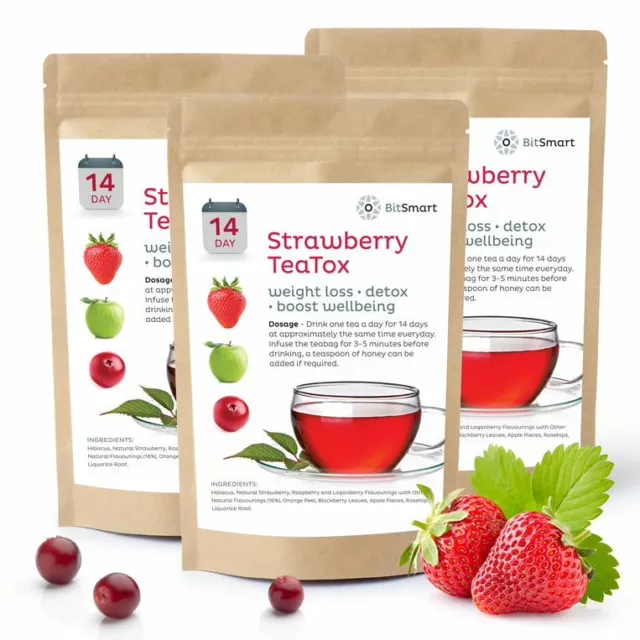 STRAWBERRY TEATOX 14 DAY DETOX EXTREME WEIGHT LOSS DIET Slimming Tea BURN FAT