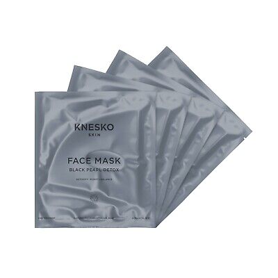 Máscaras faciales de colágeno de desintoxicación perla negra Knesko nuevas en caja paquete de 4 hidrogel desintoxicante