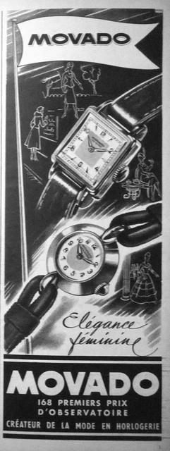 Publicité De Presse 1951 Montre Movado Élégance Féminine - Chaux De Fonds Suisse