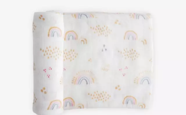 Little Unicorn Deluxe Muslin Swaddle Blanket - Rainbows & Raindrops