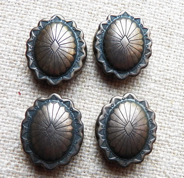 Four Silver Tone Southwest Indian  Concho Button  Covers