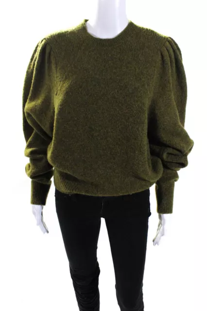 Etoile Isabel Marant Womens Puffy Long Sleeves Crew Neck Sweater Green Size EUR