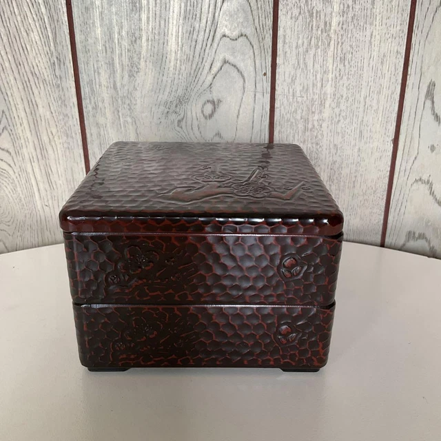 JAPANESE KAGA TRADITIONAL Craft Kamakura-Bori Two-Tiered Box 1 Side 13 ...