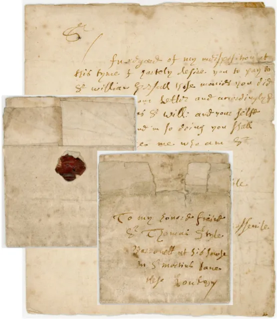 c1656 LETTER OCTOBER 31st RICHARD BOSSEVILLE to SIR THOMAS STYLE