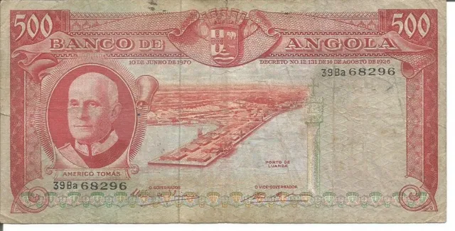 Angola  Portugal 500$00 Escudos 10/06/1970