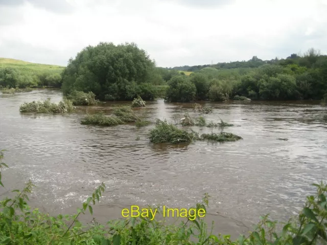 Photo 6x4 Swollen River Calder (3) At the height of the flood these trees c2012