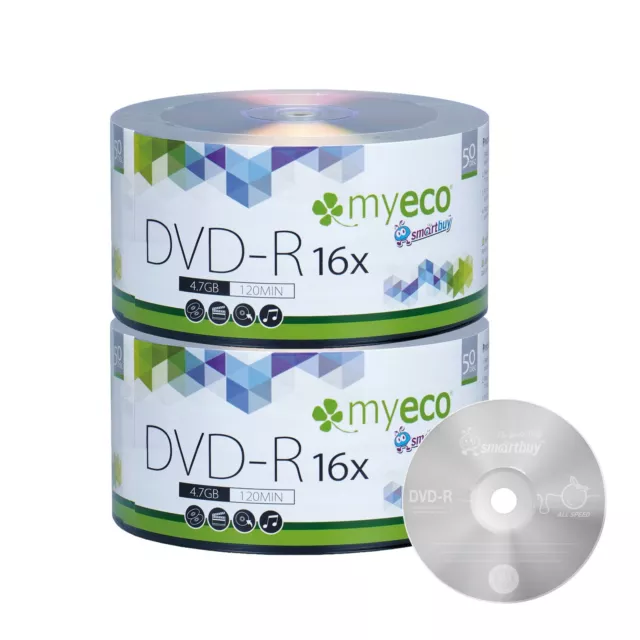 100 Pack MyEco DVD-R DVDR 16X 4.7GB Economy Branded Logo Blank Recordable Disc