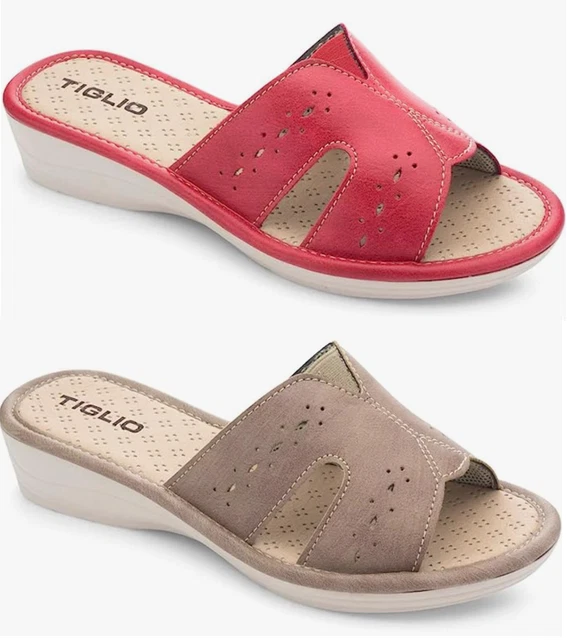 CIABATTE DONNA ESTIVE TIGLIO pantofole punta aperta Tacco 4 CM