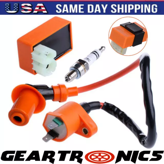 Fit GY6 50cc-150cc ATV SCOOTER MOPED RACING AC CDI BOX IGNITION COIL SPARK PLUG