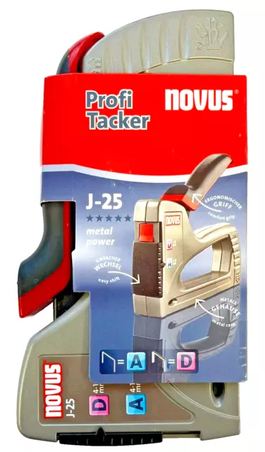 Novus Handtacker Metall Tacker J-25 für Tackerklammern A D 4-10mm & H G 030-0433