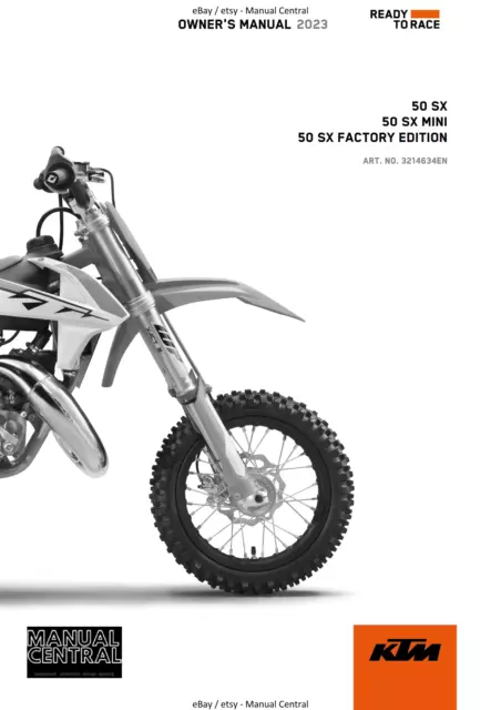 2023 Owners Manual - Ktm 50 Sx Mini Factory Edition - Reprint