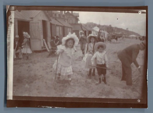 Photo Vintage Villers-sur-Mer - Les Planches - Tirage Citrate ~1903 - Calvados