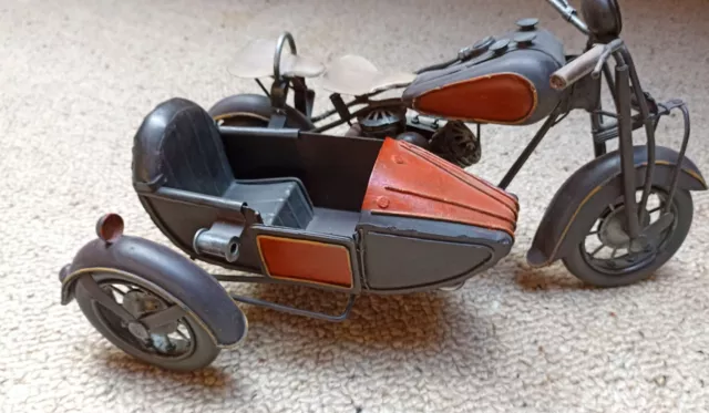 Blechmotorrad Nostalgie Modellauto Oldtimer  harley Beiwagen Motorrad L 39 cm