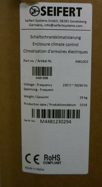 Seifert Systems Enclosure Climate Control 4481003
