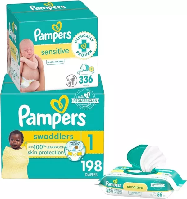 Pampers Swaddlers Disposable Baby Diapers Size 1, One Month Supply (198 Count)