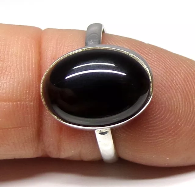 Handmade 925 Sterling Silver 15 x 11 mm Oval Black Onyx Stone Ring Size i to W