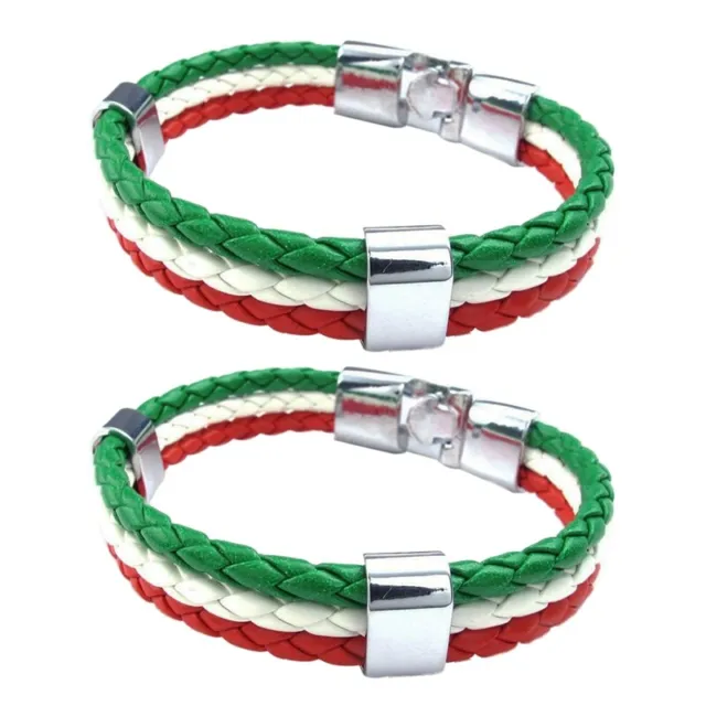 2X Jewelry bracelet, Italian flag bangle, leather alloy, for men's women, g C1Q1