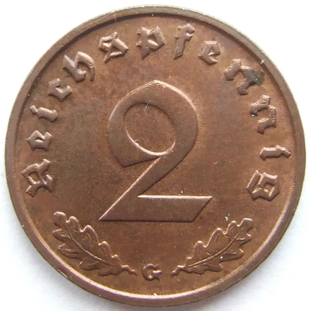 Coin 3. Rich 2 Reichspfennig 1940 G IN Extremely fine / Brillant uncirculated
