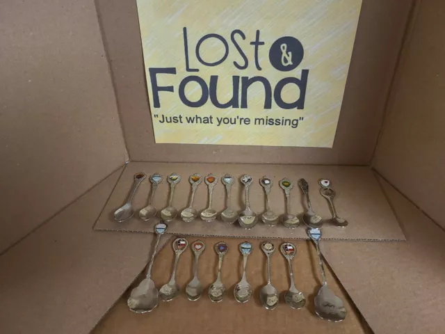 Lot Of 19 Vintage State Souvenir Collectors Spoons