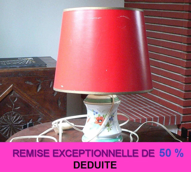 Lampe de chevet avec pied en porcelaine - REMISE PLUS DE 50% déduite pour Noël