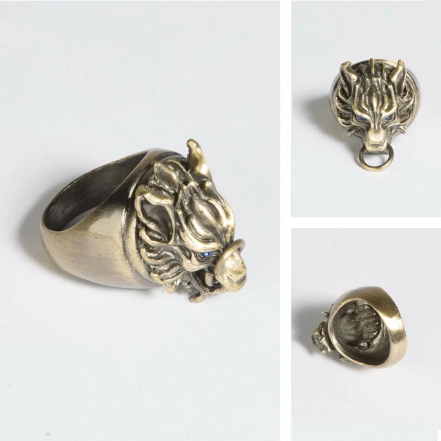 Final Fantasy VII 7 FF Cloud Wolf Ring Alloy Metal Ring Bronze + Gift Box