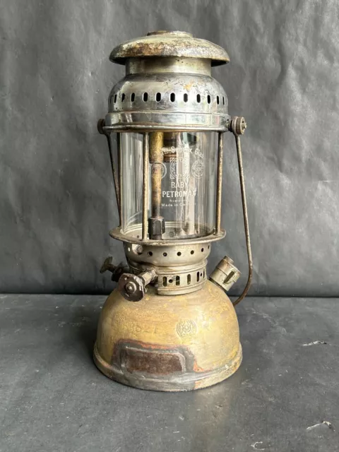 Vintage Baby Petromax NO.821 Kerosene Laterne / Lampe Original Glas Deutschland