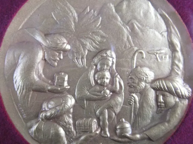 Medaglia In Bronzo Dorato Scultura Firmata Anno 1999 Con Cornice