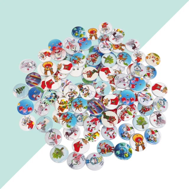 100 Pcs Knopf Zum Nähen Von Weihnachten Mantelknöpfe Weihnachtsknöpfe Basteln