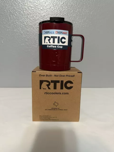 RTIC NIB 12 oz Coffee Mug W/Spill Proof Lid, Maroon