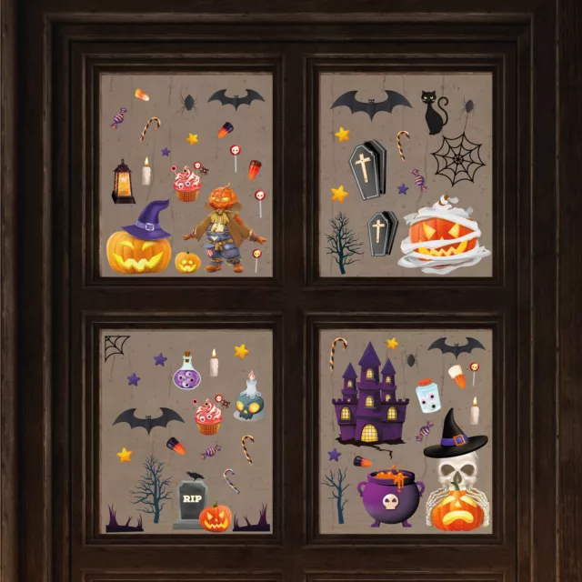 Halloween Decoration Window Spooky Sticker Gel Haunted Vinyl Decals Party House