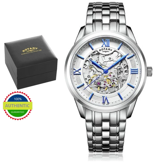 ROTARY GB03095 53 MEN S Skeleton Stainless Steel Bracelet Automatic Watch NEW 149.99 PicClick UK