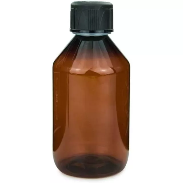 10er Set Laborflaschen 250 ml Braun Kunststoff für Chemikalien + Trichter + Etis 2