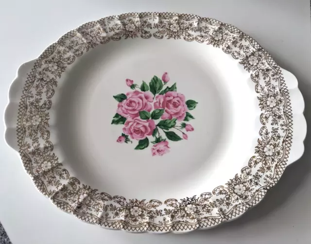 C. 1940s Platter Sebring Pottery Co USA China Bouquet Vintage Cake Plate