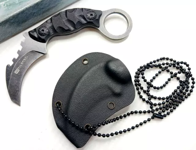 MINI CONCEAL CARRY Fixed Blade Karambit Neck Knife Kydex Sheath ...