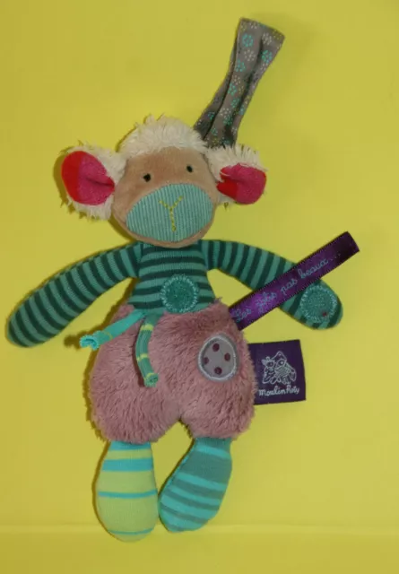 Moulin Roty Doudou Mouton Pm Les Jolis Pas Beaux Attache Tetine Violet Vert Kom9