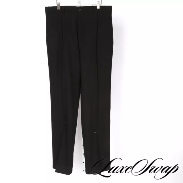 NWT Armani Collezioni Jet Black Stretch Wool Signature Wide Leg Pants 36 L NR #2