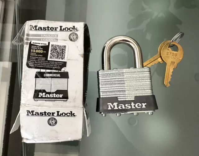 Master Lock 1KA Commercial Padlock 15/16" Comes with 2 Keys - Key: 2729