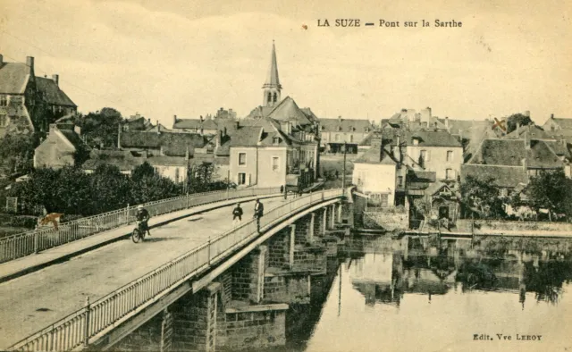 France La Suze - Pont sur la Sarthe old sepia postcard