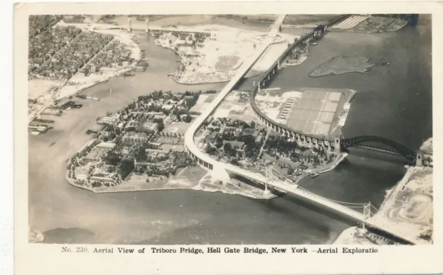 NEW YORK CITY - Triboro Bridge and Hell Gate Bridge Aerial View Real Photo PC